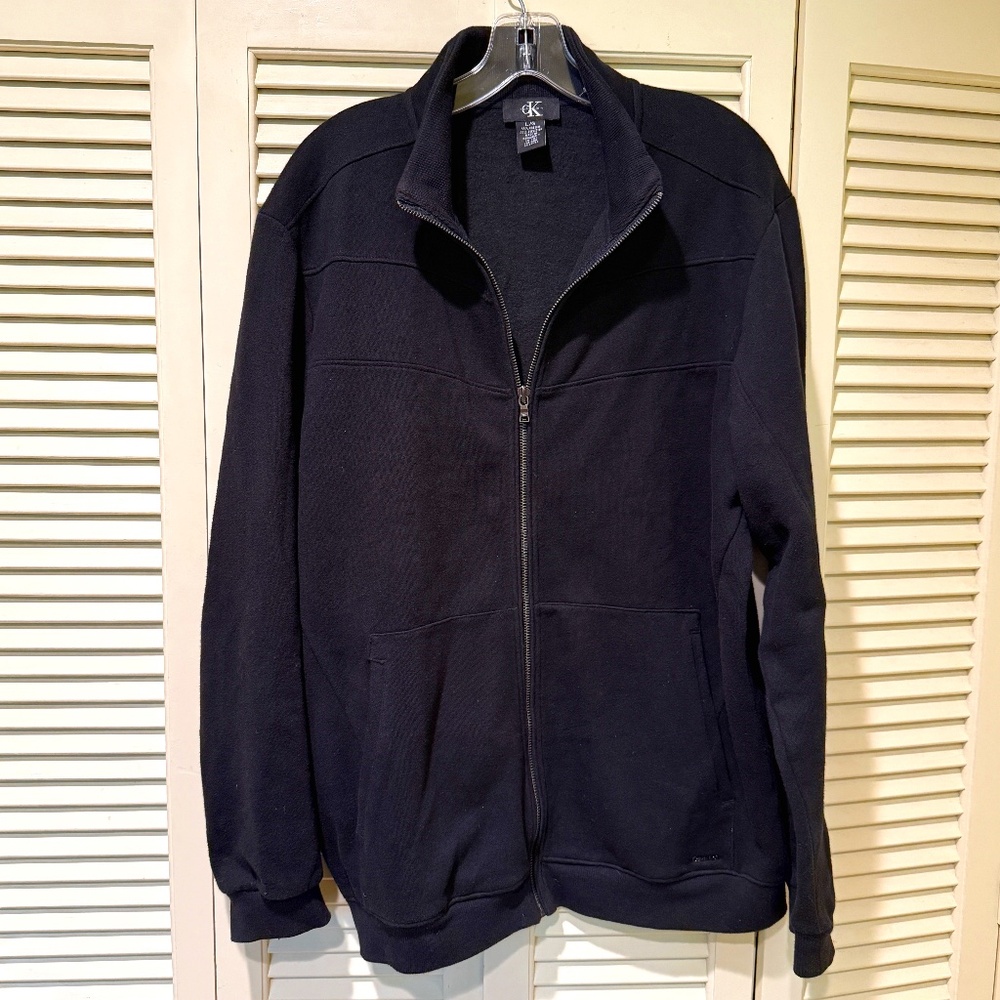 CK Calvin Klein Men’s Black Full-Zip Fleece Jacket – Size Large